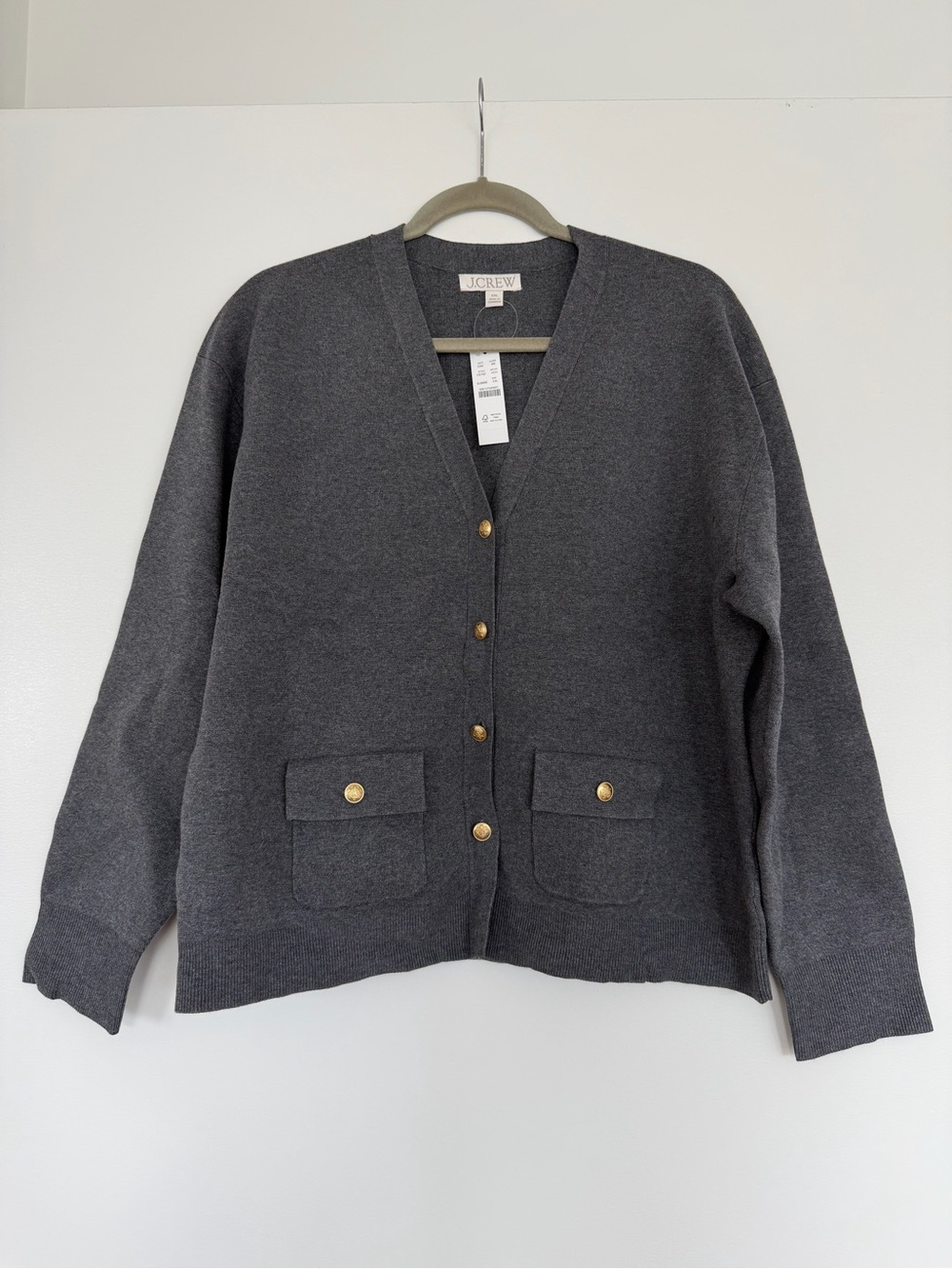 J.Crew Patch Pocket Cardigan Sweater Gray NWT XXL